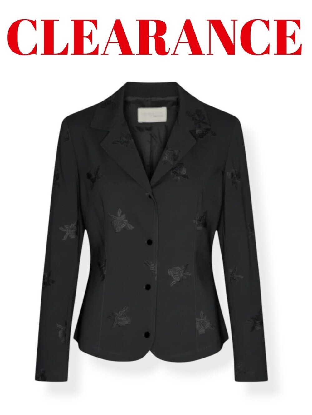 Equestrian Designs Preppy Western Santa Barbara Black Embroidered Blazer Shacket